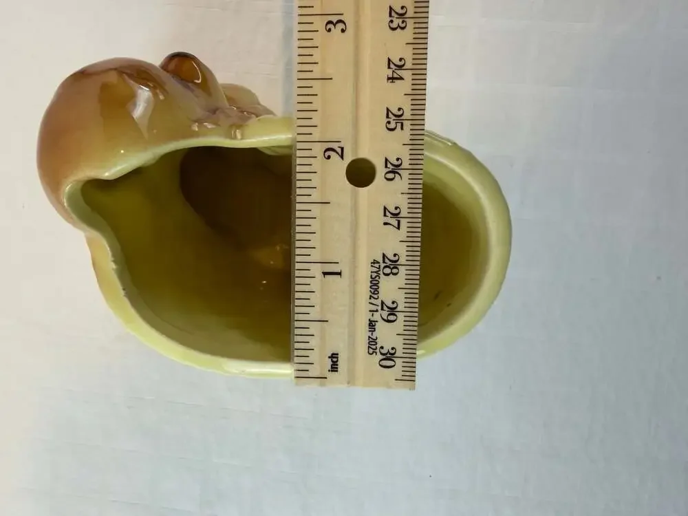 Vintage Royal Copley Planter Vase Brown Cocker Spaniel & Yellow Basket 5” Glaze
